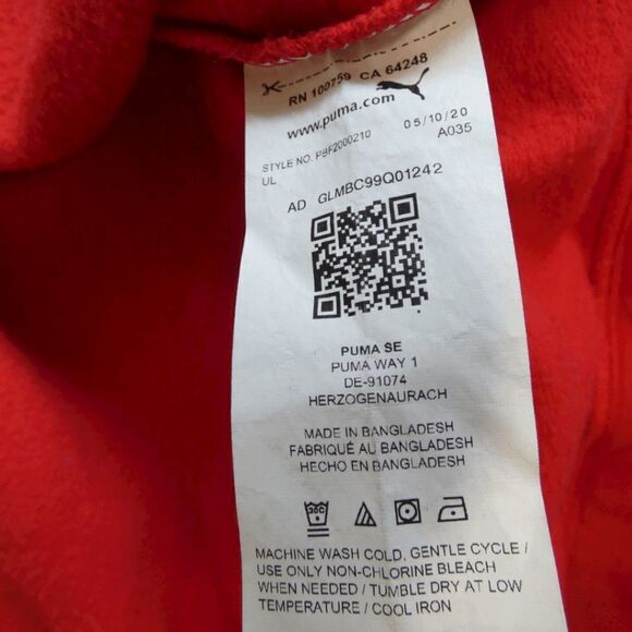 Puma Red and Black Raglan Zip Up Hoodie Size 7 - Picture 3 of 5